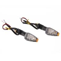 2Pcs Motorcycle Motorbike Carbon LED Turn Signal Indicators Amber Light 