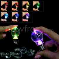 LED Keyring Light Bulb Lamp Silver Keychain Cute