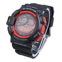 Vintage Digital Man Wrist Watch Rubber Watchband Adjustable Red  