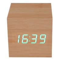 Wooden USB/AAA Powered Digital LED Alarm Clock Wood + Green