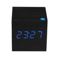 Wooden USB/AAA Powered Digital LED Alarm Clock Black + Violet