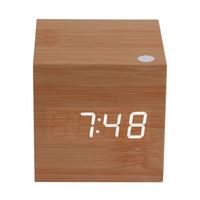 Wooden USB/AAA Powered Digital LED Alarm Clock Wood + White