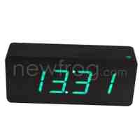 Modern Wooden Digital LED Alarm Clock Black + Green