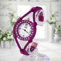 Women Candy Style Diamante Quartz Bracelet Watch Rope Bangle Watch Purple