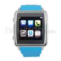 Touch Screen Bluetooth Sync Smart Watch Mini Phone Blue for Android