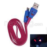 Flat LED Light Smile Face MICRO USB Charger Cable for Android Samsung Rose