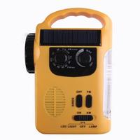 Yellow Emergency Solar Dynamo Radio LED Lights Charger Crank