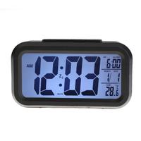 Digital Snooze LED Alarm Clock Backlight Time Calendar Thermometer Black