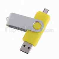 Rotating 2 In 1 32GB U-Disk Micro USB Flash Drive for Android Phones Yellow