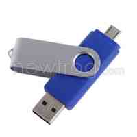 Rotation 2 In 1 32GB U-Disk Micro USB Flash Drive for Android Phones Blue