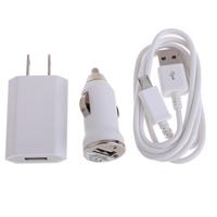 3in1 US Charging Head + USB Cable + Car Charger For Android Mobile Phone