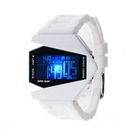 Unisex LED Waterproof Aircraft Sport Digital Display Wristwatch Watch White