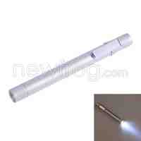 Silver Mini 3W LED Pen Torch Flashlight Light 