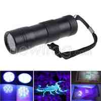 12-LED 395nm Metal UV Flashlight Blacklight Light Torch Lamp