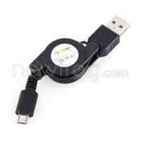 Universal Retractable Micro USB Charging Cable for Android V8 Phone Black