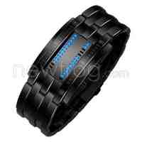 Men Waterproof Stainless Steel Digital LED Bracelet Watch Black