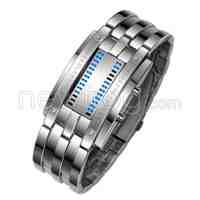 Men Waterproof Stainless Steel Digital LED Bracelet Watch Silver