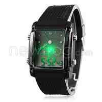 LED Dual Display Outdoor Sport Silicone Wrist Watch