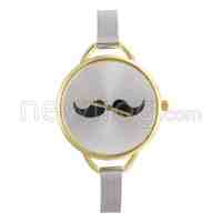 WOMAGE Fashion Mustache Dial Stainless Steel Watch