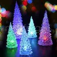 Christmas Tree Ice Crystal Colorful Changing LED Light Desk Decor