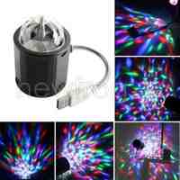 USB Mini RGB LED Auto Rotating Party DJ Disco Stage Lighting + White Led De