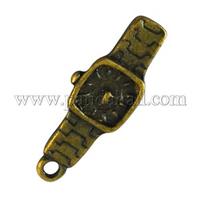 Tibetan Style Pendants, Watch, Antique Golden, 23x8x3mm