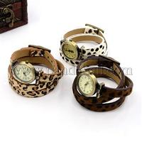 Fashionable Leather Watch Bracelets, with Alloy Watch Components and Alloy Findings, Antique Bronze, Mixed Color, 600x10mm