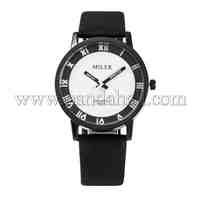 Men's Alloy PU Leather Quartz Wristwatches, Gunmetal Plated , Black, 250x18mm; Watch Head: 39.5x10.5mm; Watch Face: 34.5mm