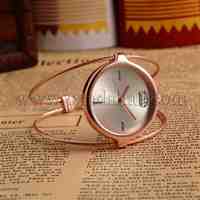 Alloy Bangle Watches, with Quartz Watch Dial, Rose Gold, 58x55mm; watch Dial: 38x34mm