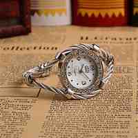 Women Platinum Tone Alloy Bangle Watches, with Rhinestone Quartz Watch Dial, White, 50x36mm; Watch Dial: 30x33.5mm