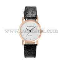 High Quality Alloy PU Leather Rhinestone Quartz Wristwatches, Black, 235x17mm; Watch Head: 41x35x7mm; Watch Face: 28mm