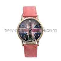 Women's Alloy PU Leather Quartz Wristwatches, LightCoral, 235x20mm; Watch Head: 45x41x10mm; Watch Face: 34mm