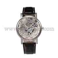 High Quality Alloy PU Leather Hollow Quartz Wristwatches, Black, 240x19mm; Watch Head: 48x42x12mm; Watch Face: 34mm