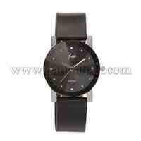 High Quality Alloy Plastic Quartz Wristwatches, with Rhinestone, Black, 230x18mm; Watch Head: 39x37x10mm; Watch Face: 28mm