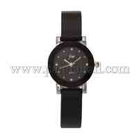 High Quality Alloy Plastic Quartz Wristwatches, with Rhinestone, Black, 215x12mm; Watch Head: 32x28x8mm; Watch Face: 19mm