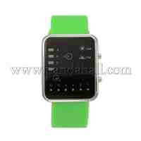 High Quality Alloy Silicon Electronic Wristwatches, with LED Light, LimeGreen, 235x24mm; Watch Head: 44x38x10.5mm; Watch Face: 40x32mm