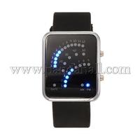 High Quality Rectangle Alloy Silicon Electronic Wristwatches, with LED Light, SkyBlue, 235x24mm; Watch Head: 44x38x10.5mm; Watch Face: 40x32mm