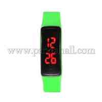 Fashion LED Light Plastic Electronic Wristwatches, LimeGreen, 235x17mm; Watch Head: 50x21x13mm; Watch Face: 45x18mm