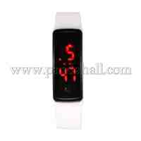 Fashion LED Light Plastic Electronic Wristwatches, White, 235x17mm; Watch Head: 50x21x13mm; Watch Face: 45x18mm