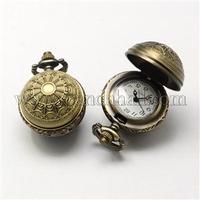 Vintage Zinc Alloy Quartz Watch Heads, for Pocket Watch Pendant Necklace Making, Antique Bronze, 36x27x25mm, Hole: 10x1mm