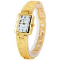 Chaoyada Female Quartz Chain Watch with Arabic Numerals Display Rectangle Dial Steel Watch Band