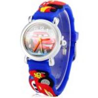Cute Quartz Watch Car Pattern Rubber Watch Band Good Xmas Gift for Children