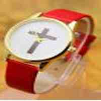 PU Leather Cross Pattern Watch For Women