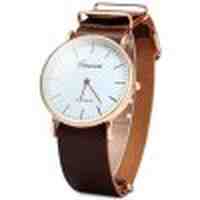 Geneva Soft Leather Band Men Quartz Watch