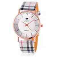 Jijia Plaid Leather Band Women Quartz Watch