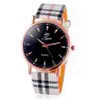 Jijia Plaid Leather Band Women Quartz Watch
