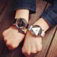 JIS Transparent Dial Couple Triangle Pattern Quartz Watch