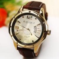 Julius Quartz Watch with Numbers Strips Dots Indicate Leather Watch Band for Men