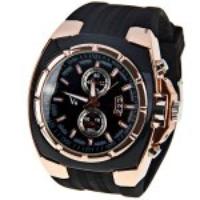 V6 Quartz Watch with Trapezoids Indicate Rubber Watch Band for Men   Champagne