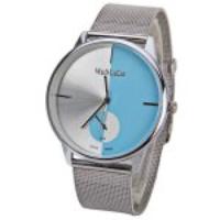 WoMaGe Quartz Watch with Strips Indicate Steel Watch Band for Men